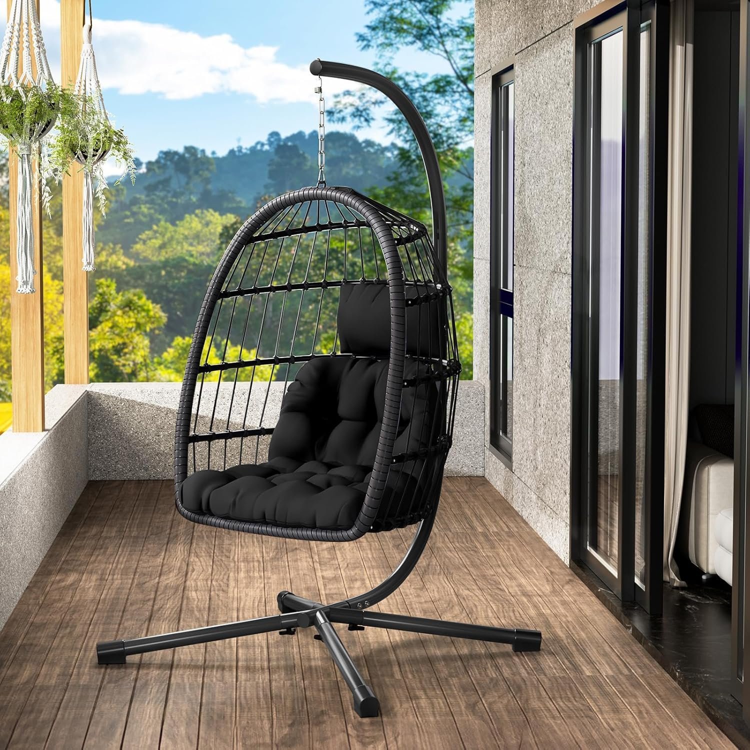 Patio Wicker Hanging Swing Egg Chair Hammock Chair