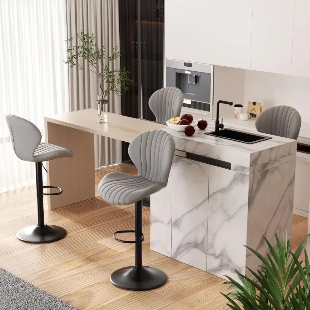 Bar Stool Set of 4: Modern Swivel Bar Chairs with High Backrest